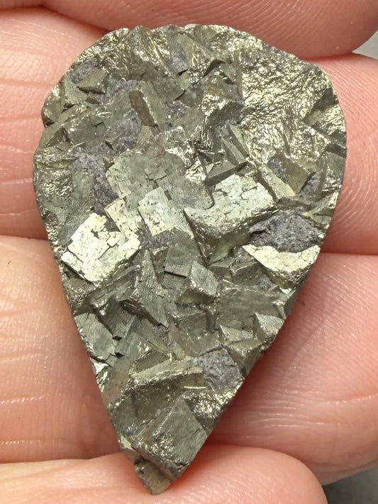 Teardrop 28x18mm Druzy Pyrite Cabochon 39