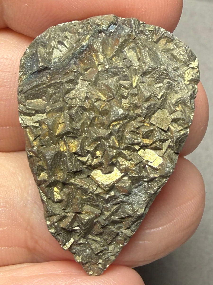 Teardrop 36x25mm Druzy Pyrite Cabochon 46