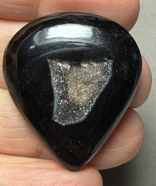 Teardrop 34x30mm Druzy Window Agate Cabochon 64