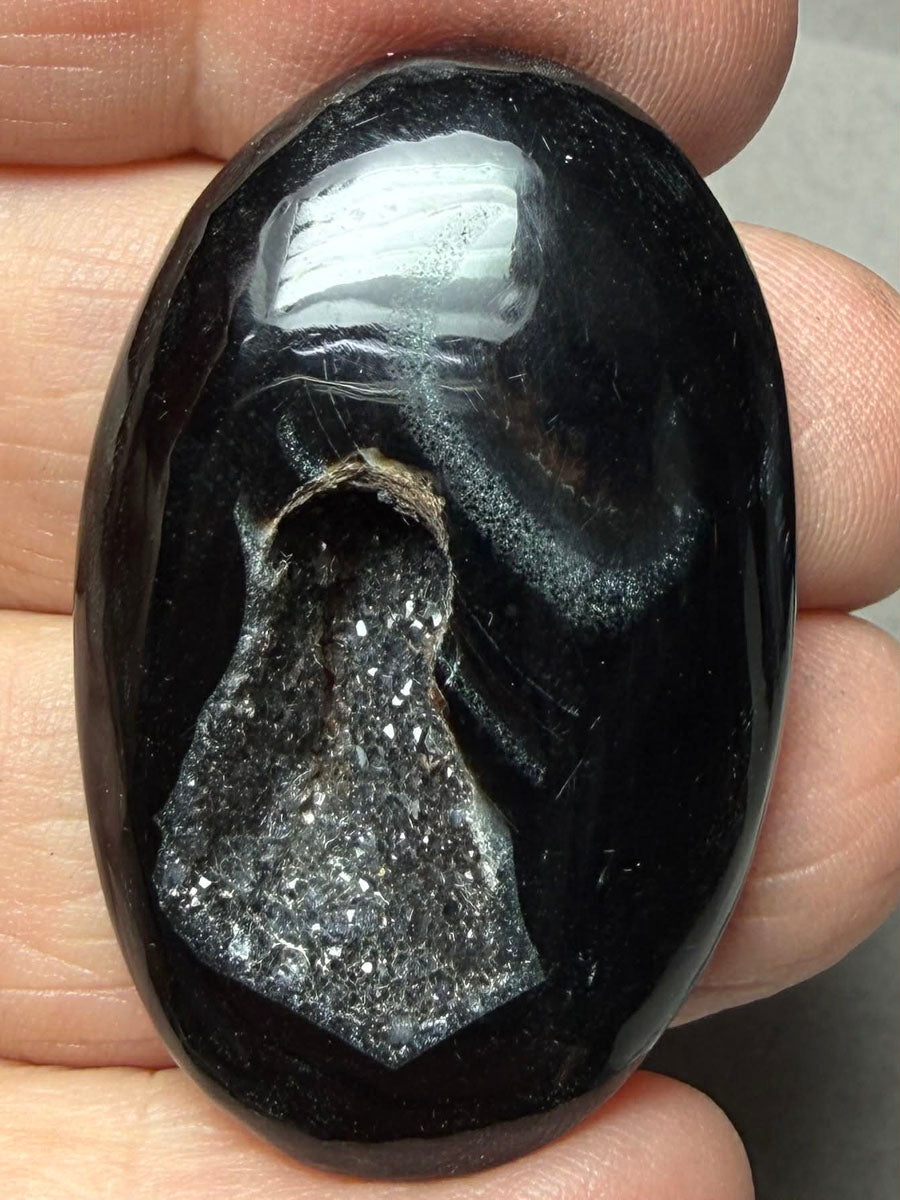 Oval 41x26mm Druzy Window Agate Cabochon 75