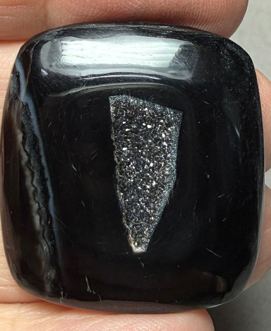 Rectangle 33x30mm Druzy Window Agate Cabochon 78