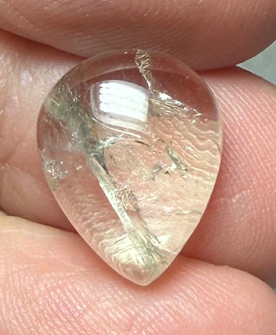 Teardrop 18x15mm Prasiolite Cabochon 17