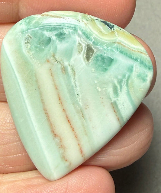 Teardrop 34x30mm Green Lace Jasper Cabochon 22