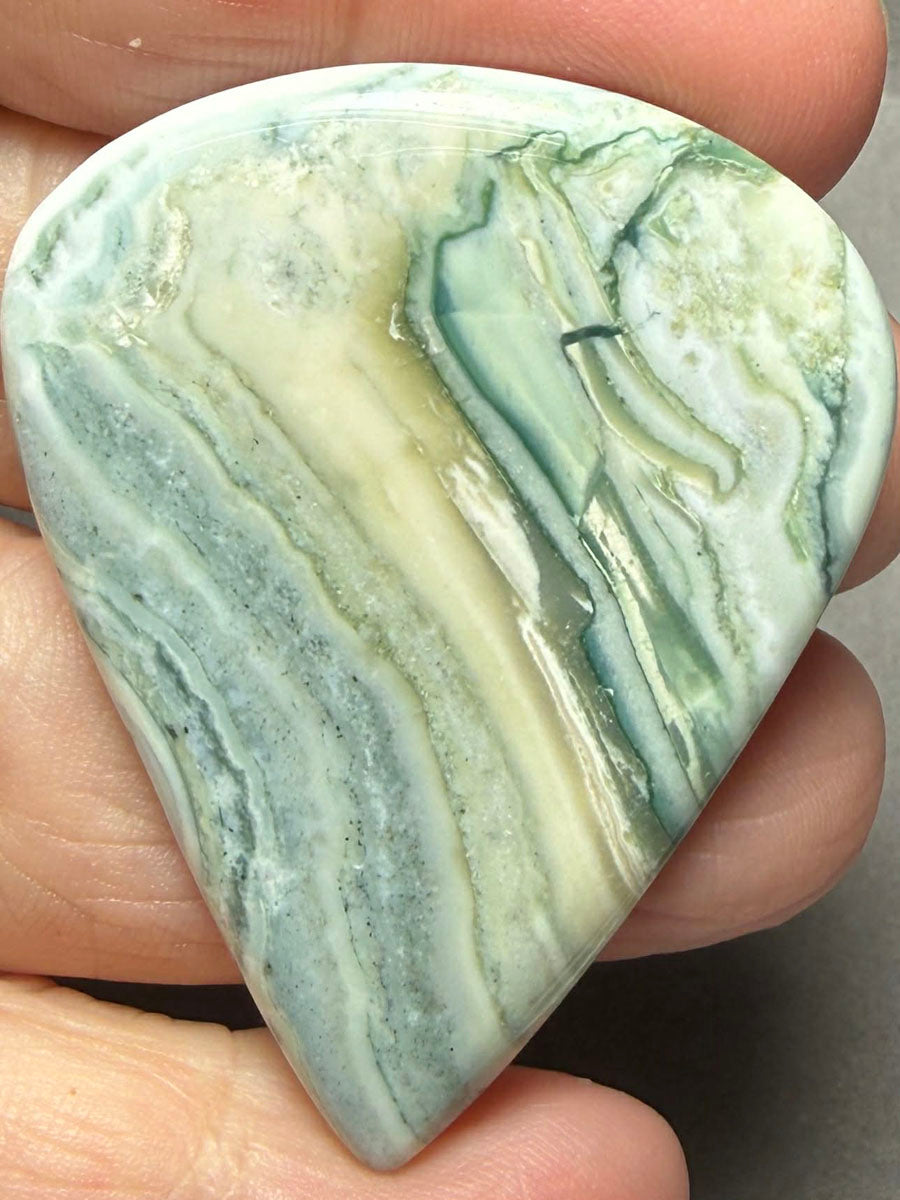 Teardrop 49x39mm Green Lace Jasper Cabochon 29