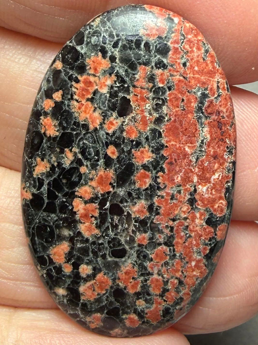 Oval 39x24mm Mexican Flower Obsidian Cabochon 18