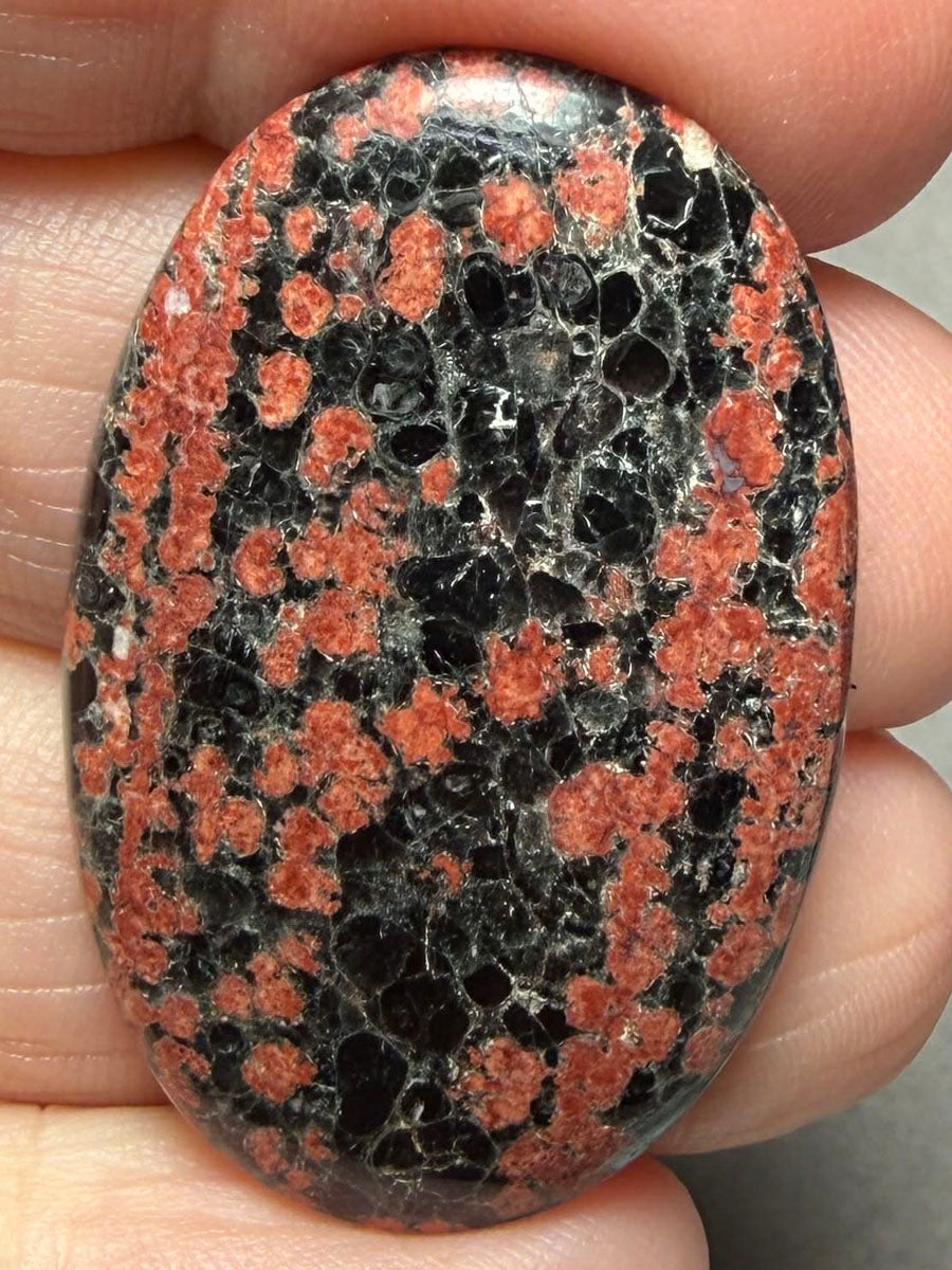 Oval 38x24mm Mexican Flower Obsidian Cabochon 23