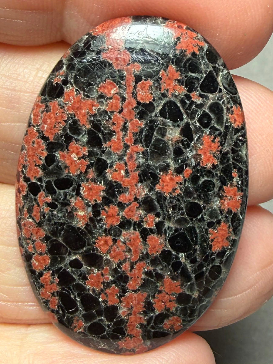 Oval 39x25mm Mexican Flower Obsidian Cabochon 24