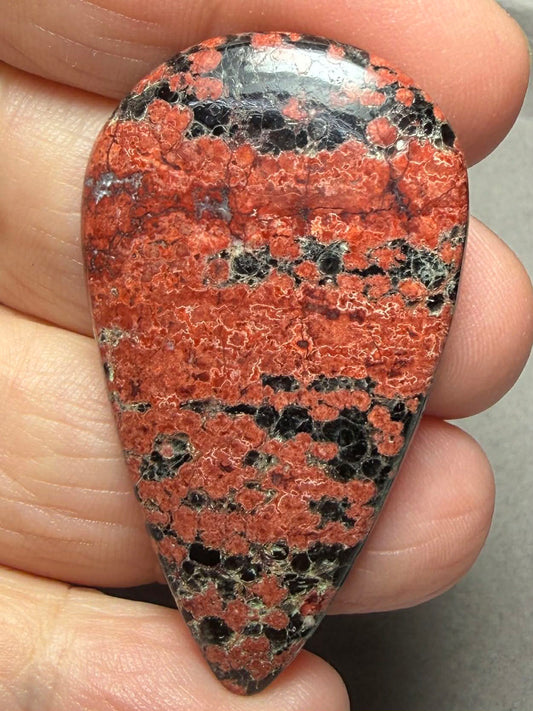 Teardrop 47x27mm Mexican Flower Obsidian Cabochon 27