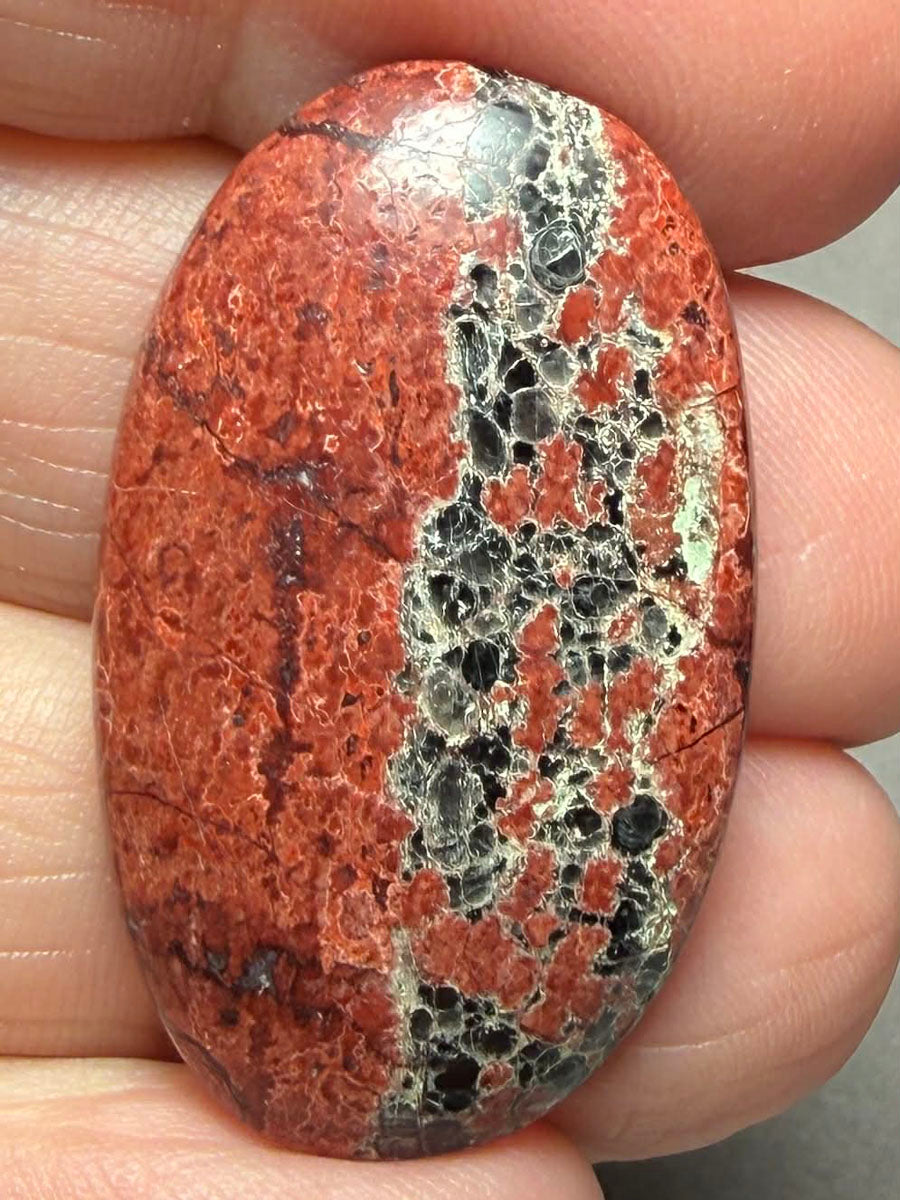 Oval 34x20mm Mexican Flower Obsidian Cabochon 28