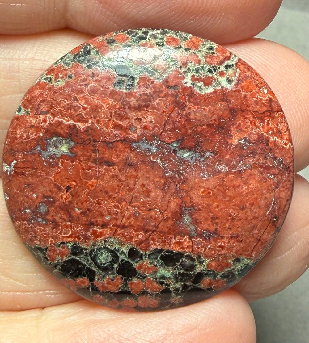 Round 30x30mm Mexican Flower Obsidian Cabochon 29