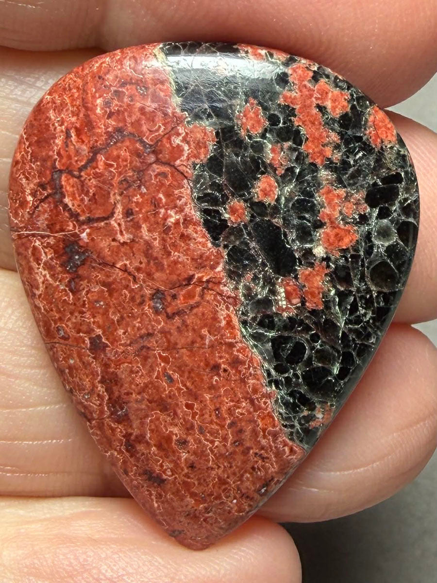 Teardrop 34x27mm Mexican Flower Obsidian Cabochon 30