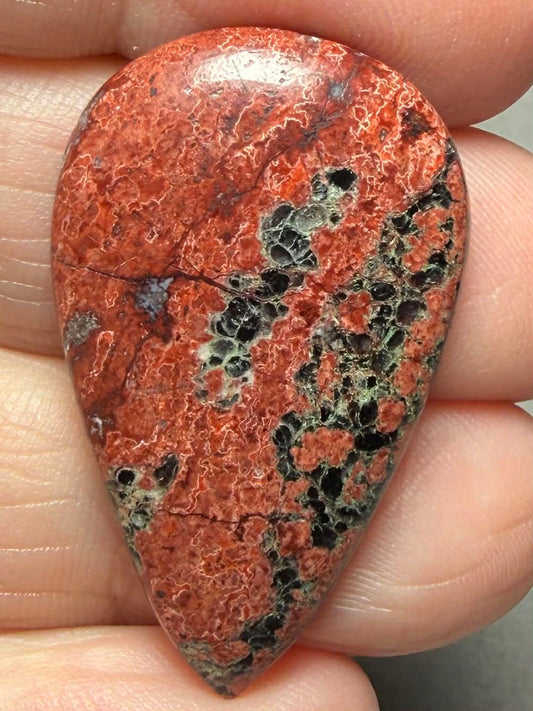 Teardrop 35x21mm Mexican Flower Obsidian Cabochon 31