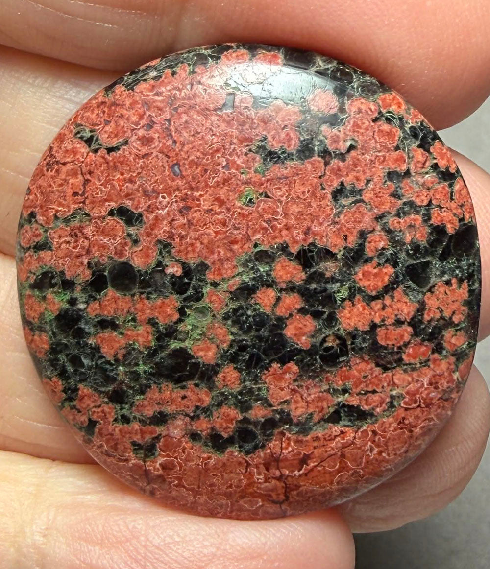 Round 33x33mm Mexican Flower Obsidian Cabochon 34