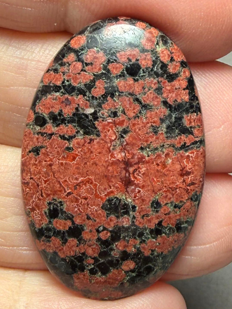 Oval 37x23mm Mexican Flower Obsidian Cabochon 35