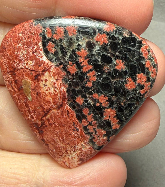 Teardrop 38x38mm Mexican Flower Obsidian Cabochon 38