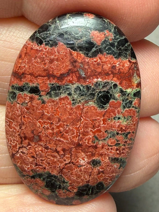 Oval 34x22mm Mexican Flower Obsidian Cabochon 39