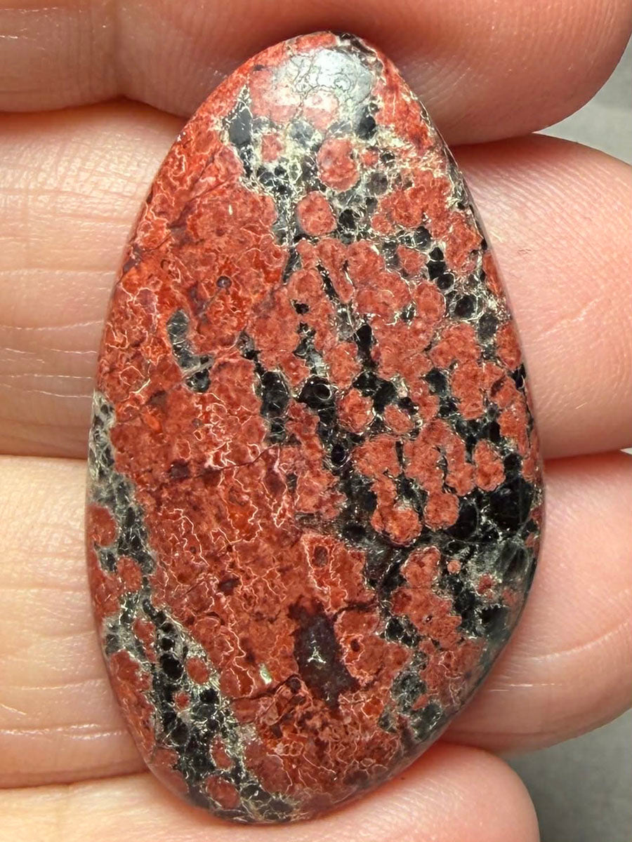 Freeform 37x21mm Mexican Flower Obsidian Cabochon 44