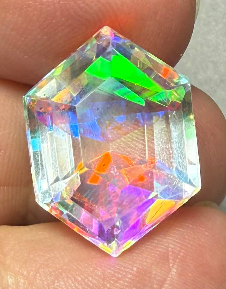 Freeform 20x15mm Faceted Mystic Quartz Cabochon 03