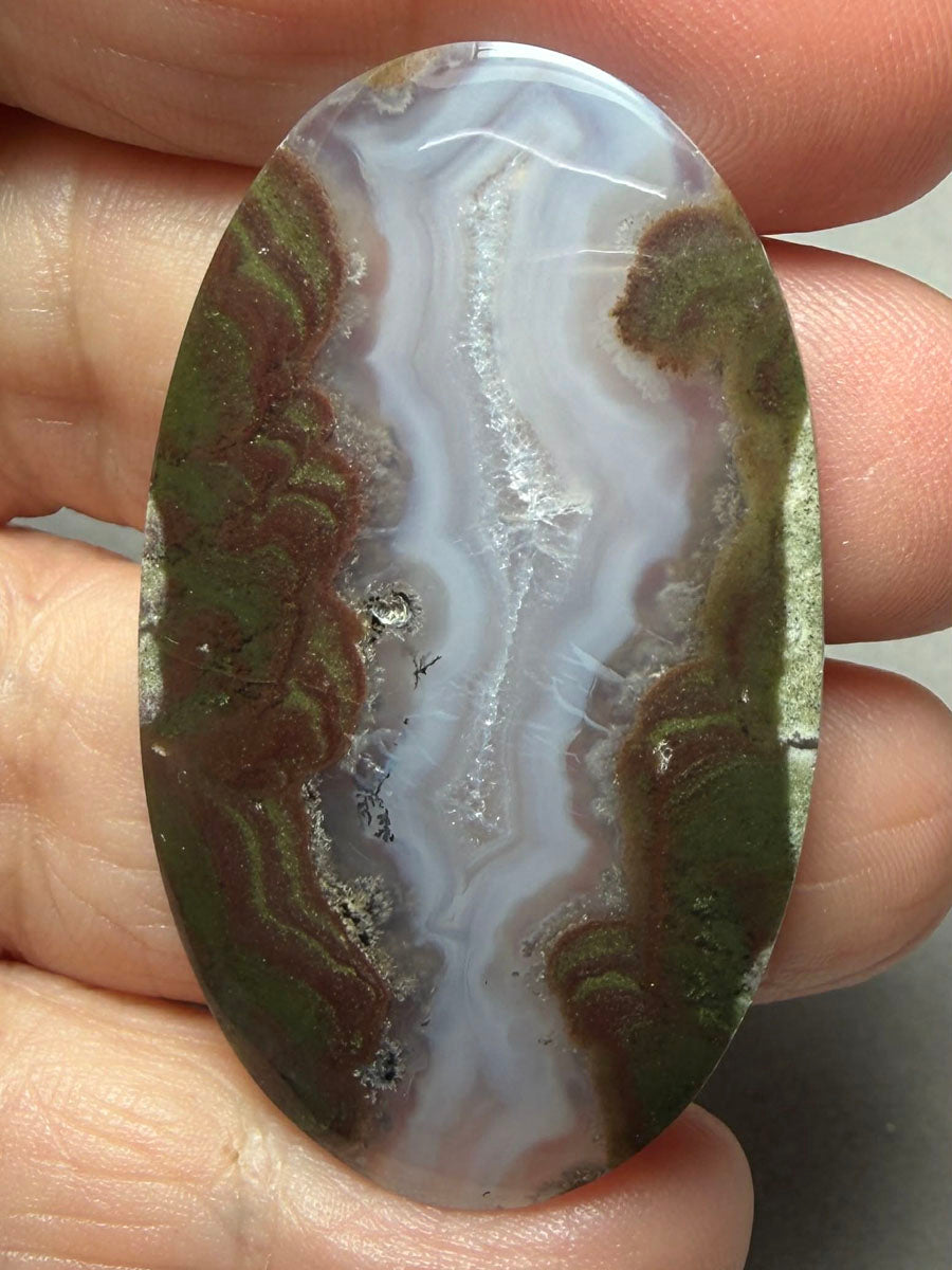 Oval 48x28mm Petrified Wood with Quartz Cabochon 01