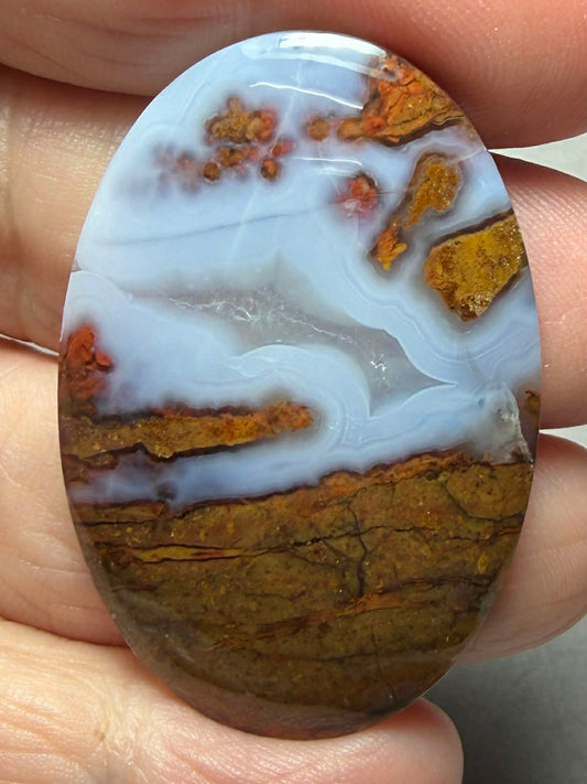 Oval 43x29mm Petrified Wood with Quartz Cabochon 02
