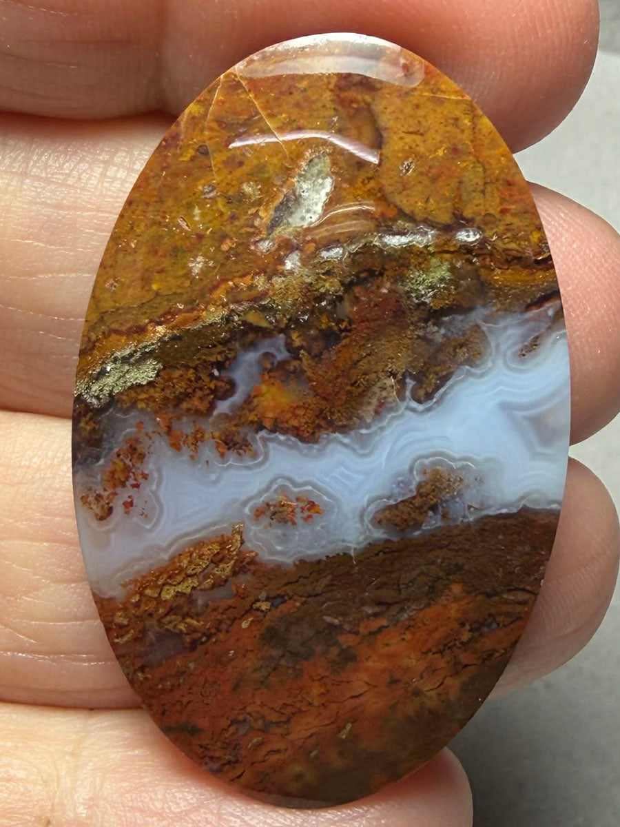 Oval 41x26mm Petrified Wood with Quartz Cabochon 06