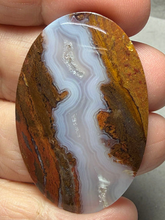 Oval 45x29mm Petrified Wood with Quartz Cabochon 10