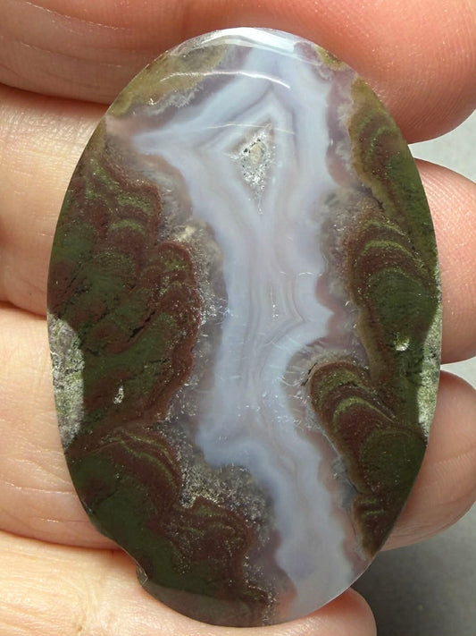 Oval 45x29mm Petrified Wood with Quartz Cabochon 16