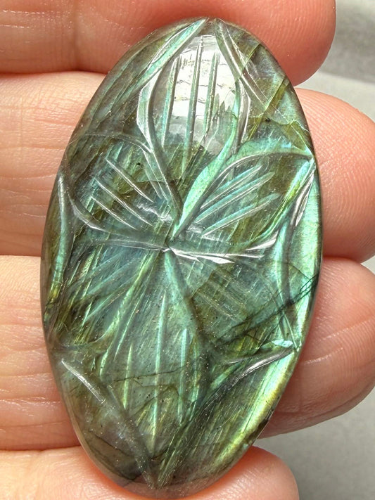Oval 40x23mm Carved Labradorite Cabochon 04