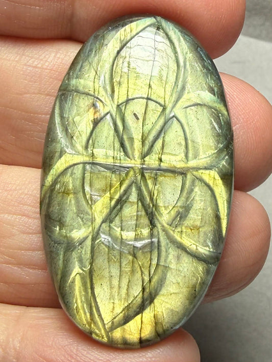 Oval 42x24mm Carved Labradorite Cabochon 05
