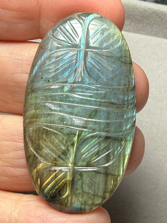 Oval 49x28mm Carved Labradorite Cabochon 07