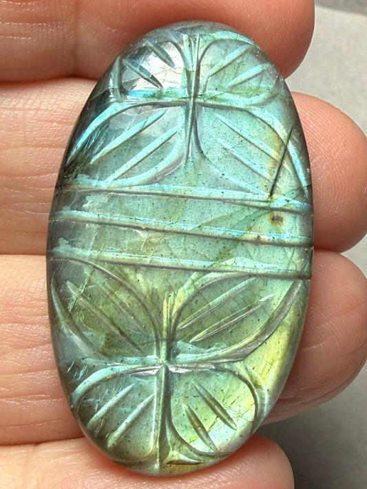 Oval 39x23mm Carved Labradorite Cabochon 08