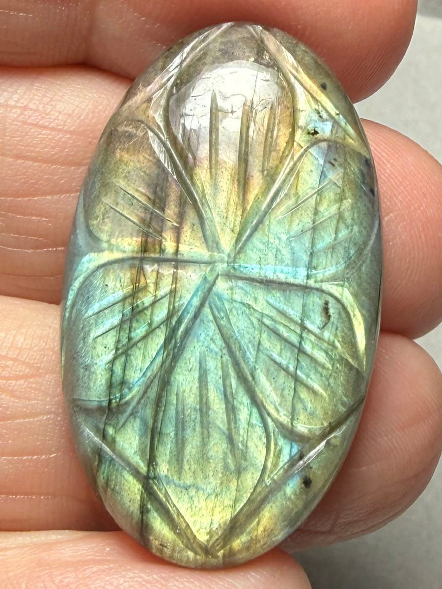 Oval 35x21mm Carved Labradorite Cabochon 10