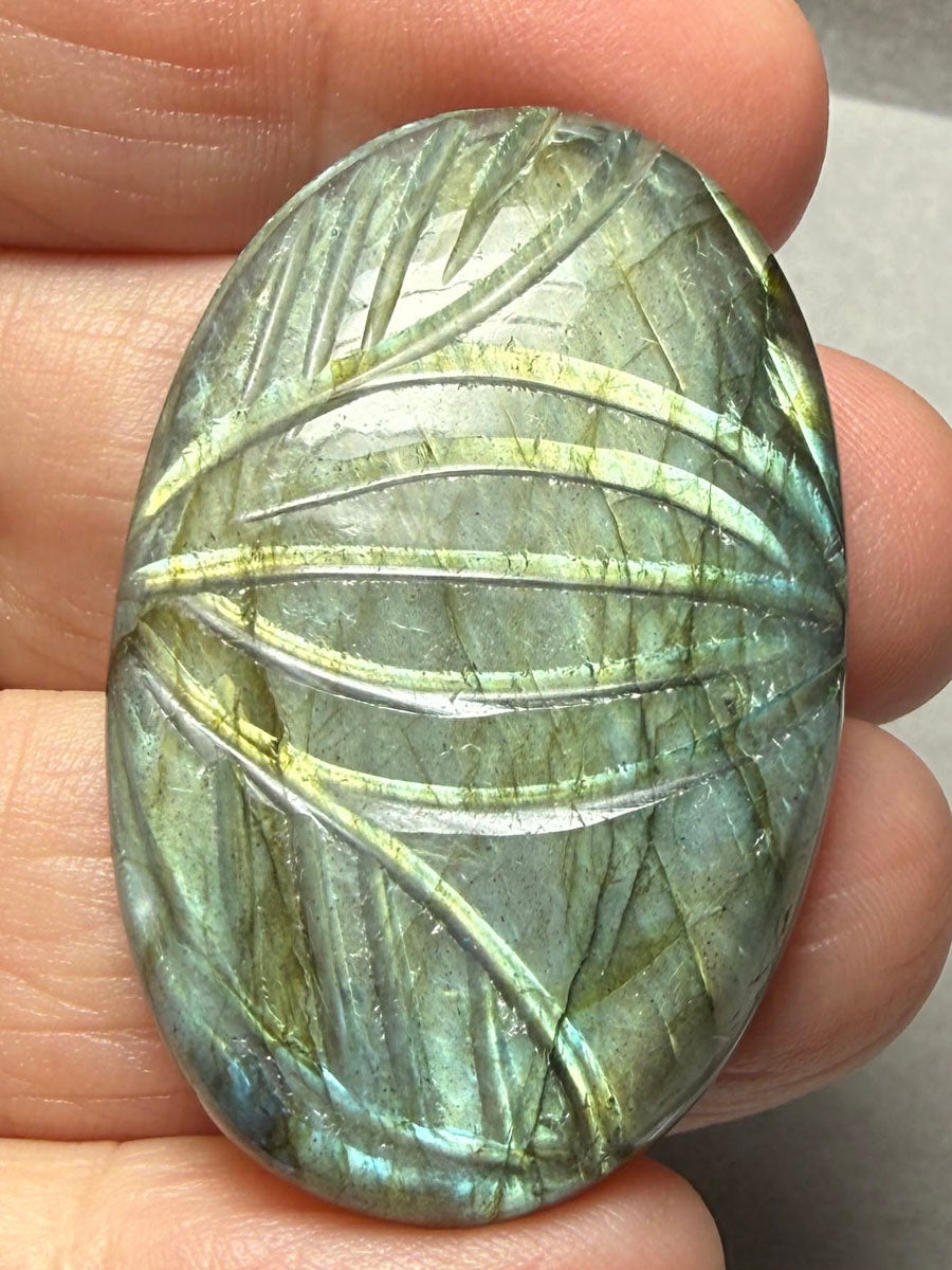 Oval 43x28mm Carved Labradorite Cabochon 12