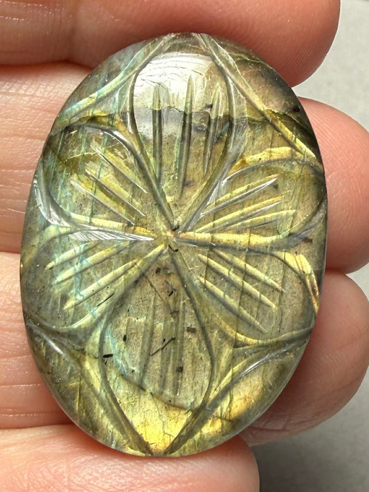 Oval 33x24mm Carved Labradorite Cabochon 13