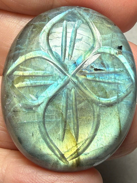 Oval 39x32mm Carved Labradorite Cabochon 17