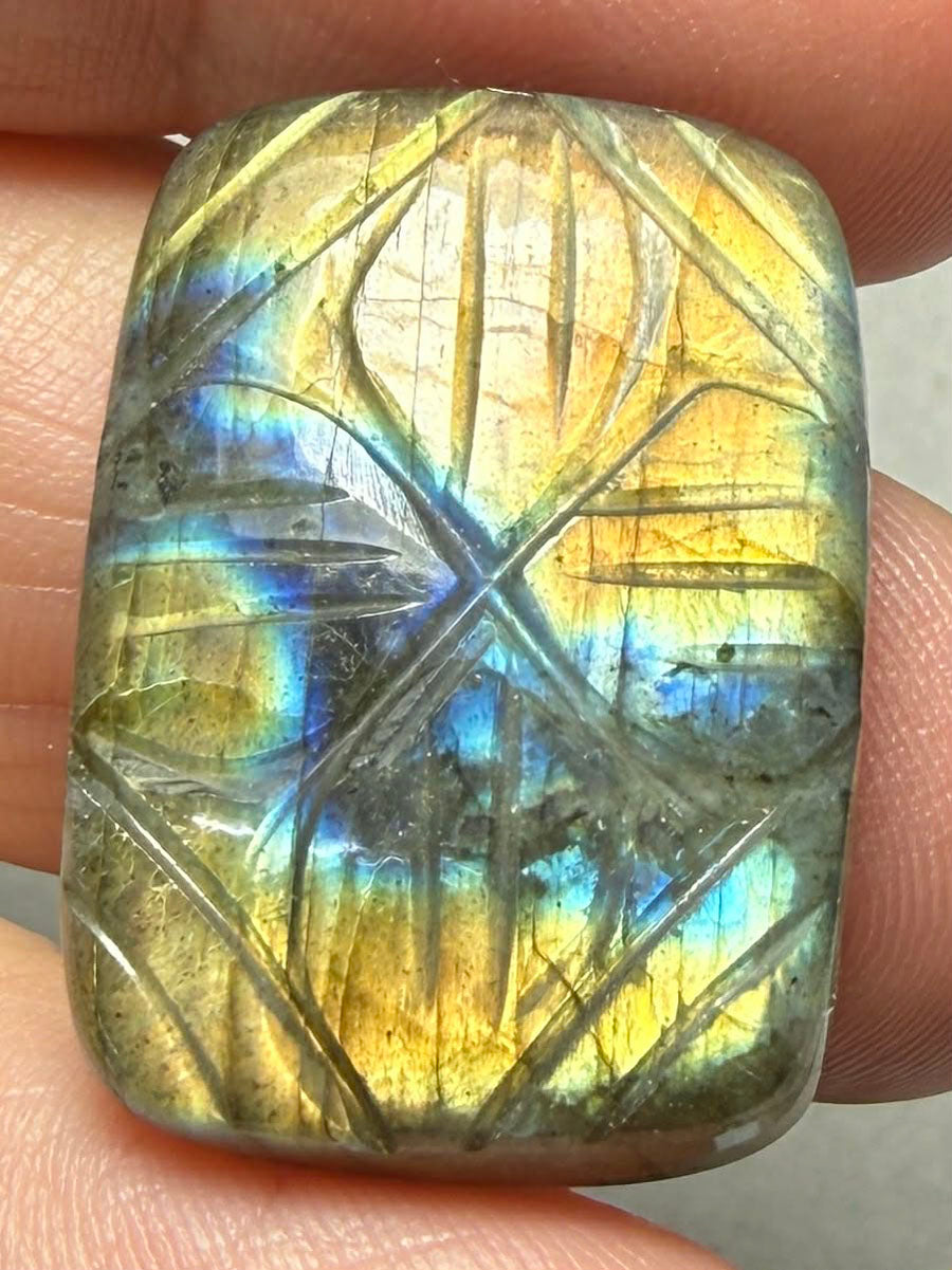 Rectangle 27x19mm Carved Labradorite Cabochon 18