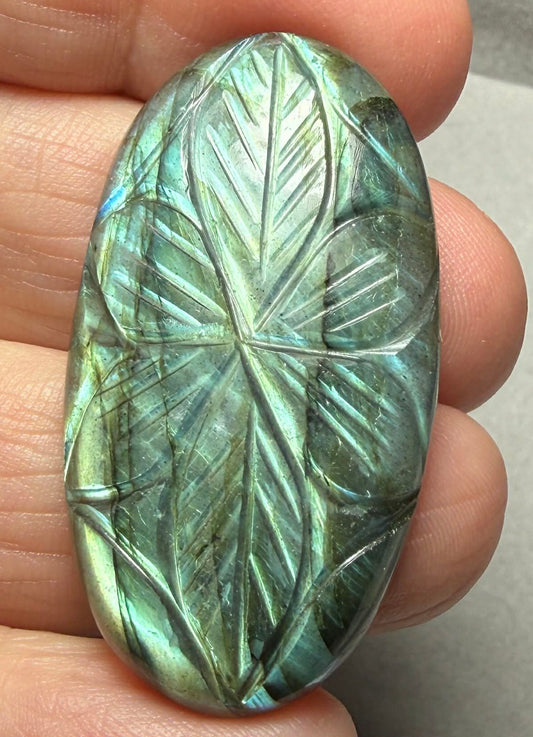 Oval 43x23mm Carved Labradorite Cabochon 19