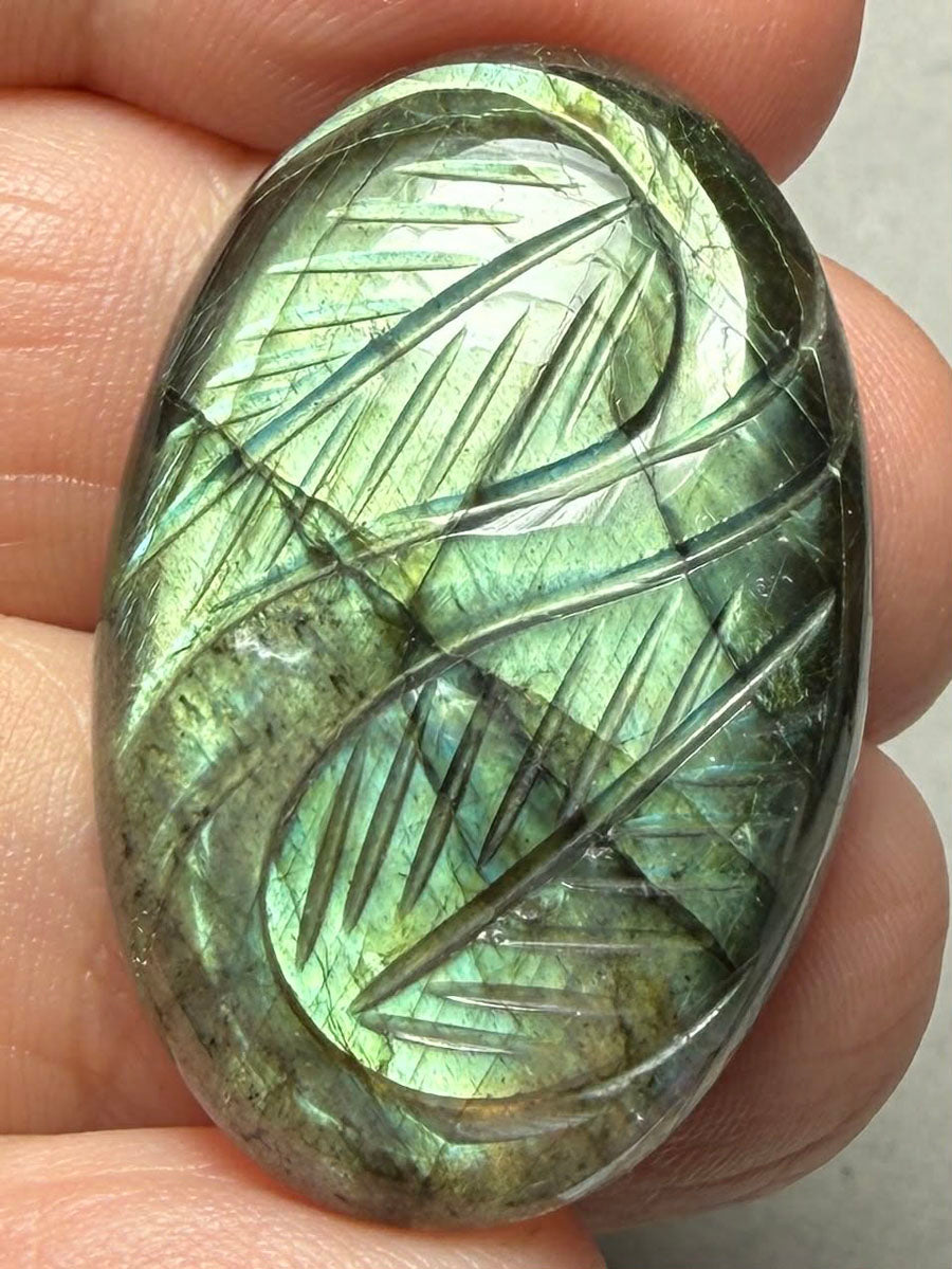 Oval 33x21mm Carved Labradorite Cabochon 23