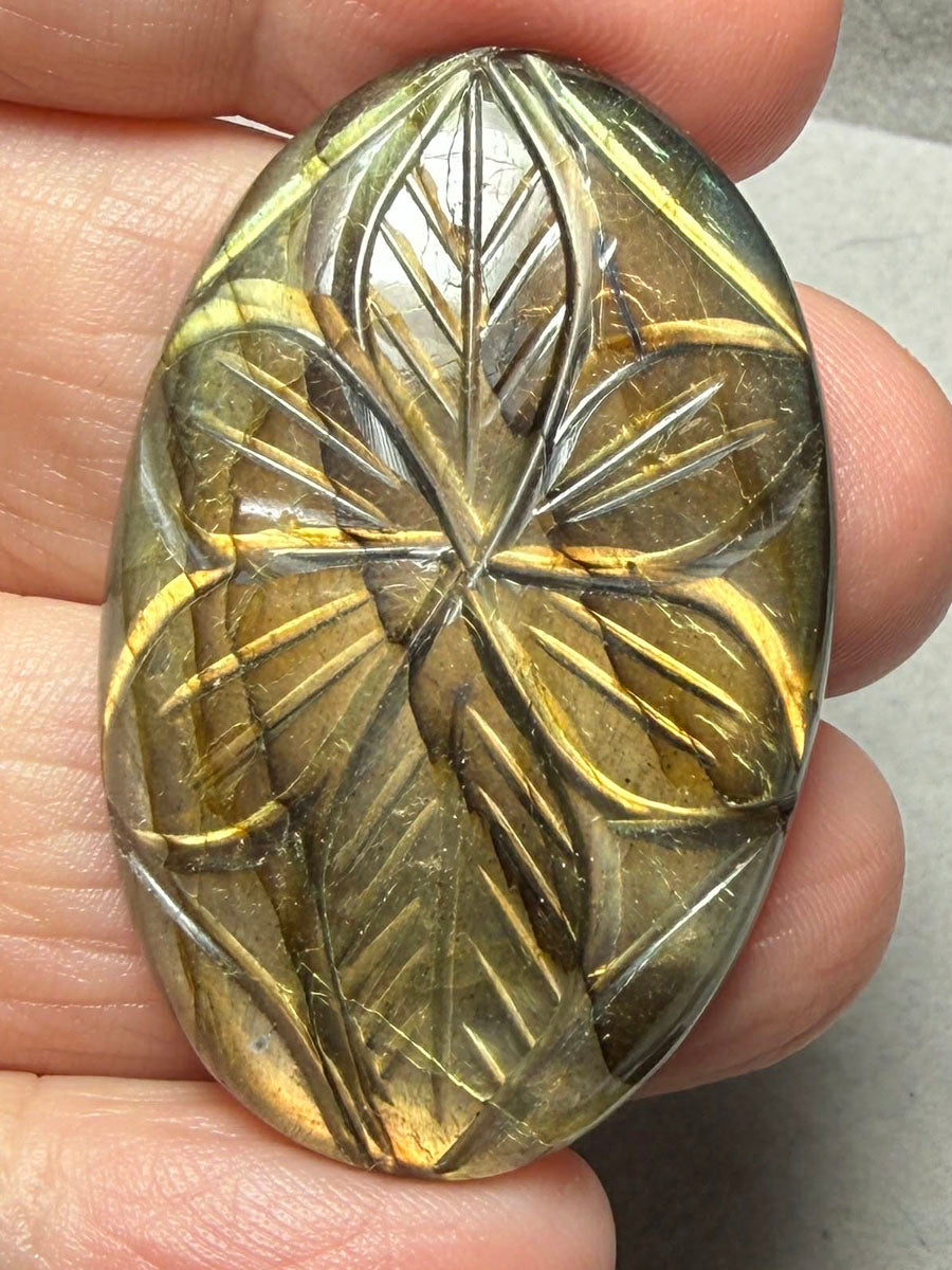 Oval 42x27mm Carved Labradorite Cabochon 25
