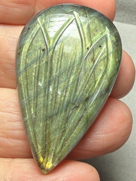 Teardrop 44x28mm Carved Labradorite Cabochon 27