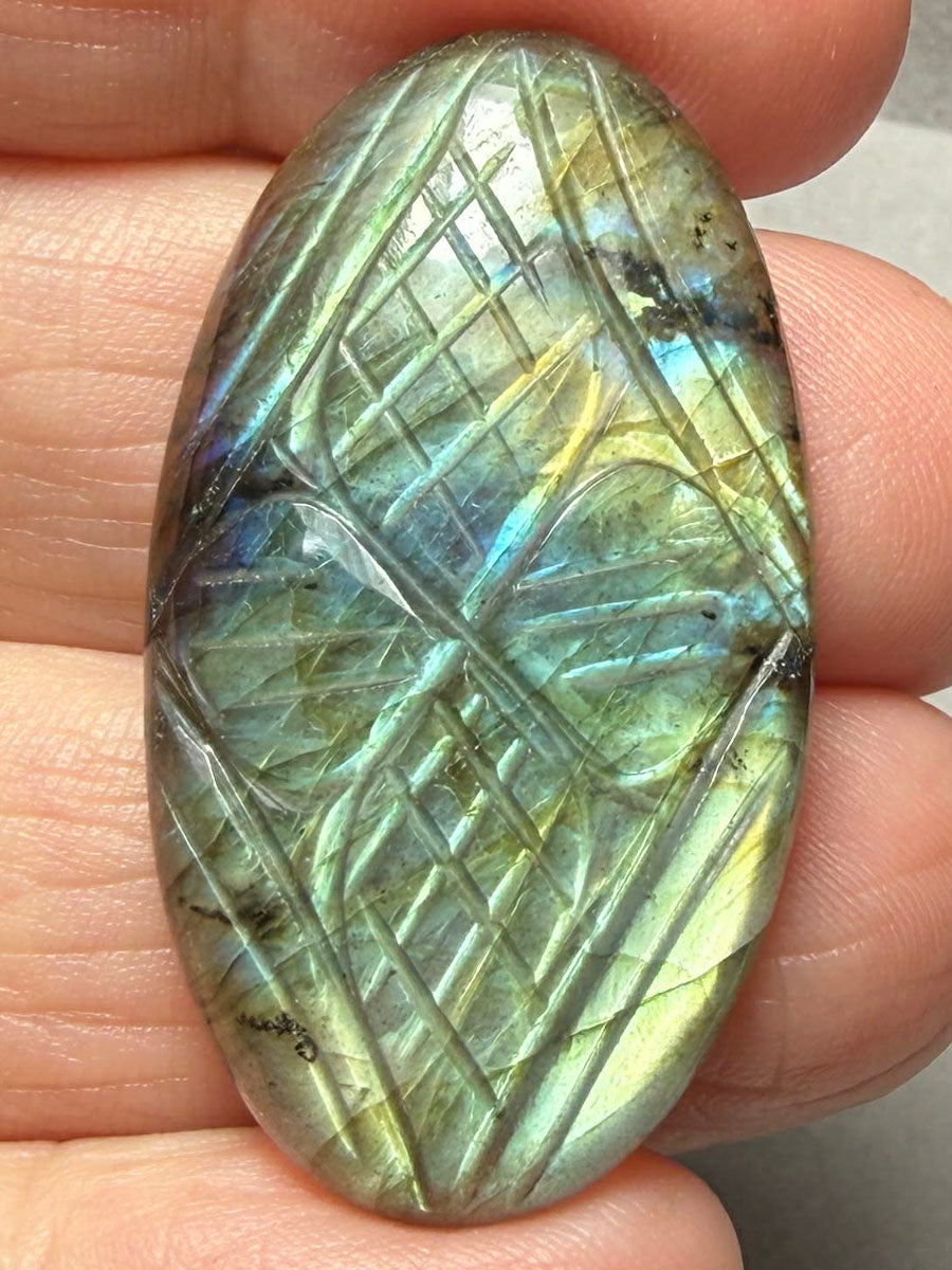Oval 39x22mm Carved Labradorite Cabochon 28