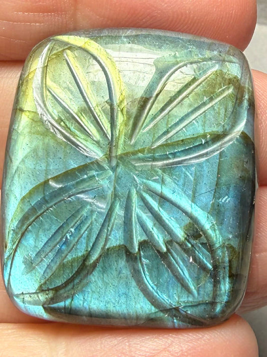 Rectangle 35x30mm Carved Labradorite Cabochon 29