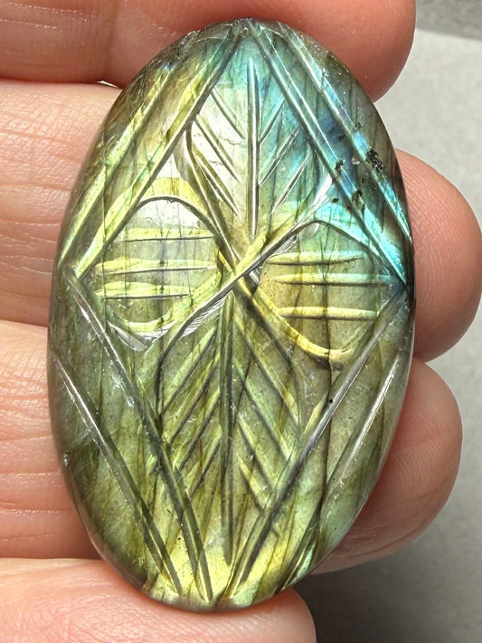 Oval 40x24mm Carved Labradorite Cabochon 30