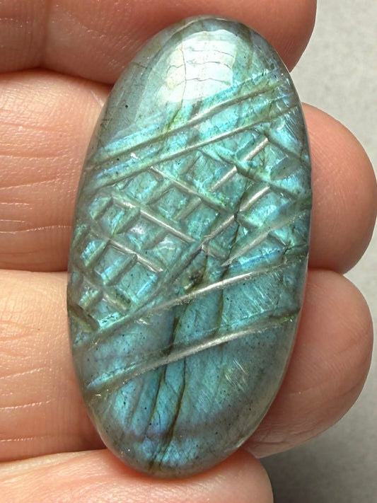 Oval 35x18mm Carved Labradorite Cabochon 31