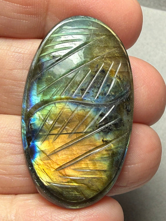 Oval 40x23mm Carved Labradorite Cabochon 33