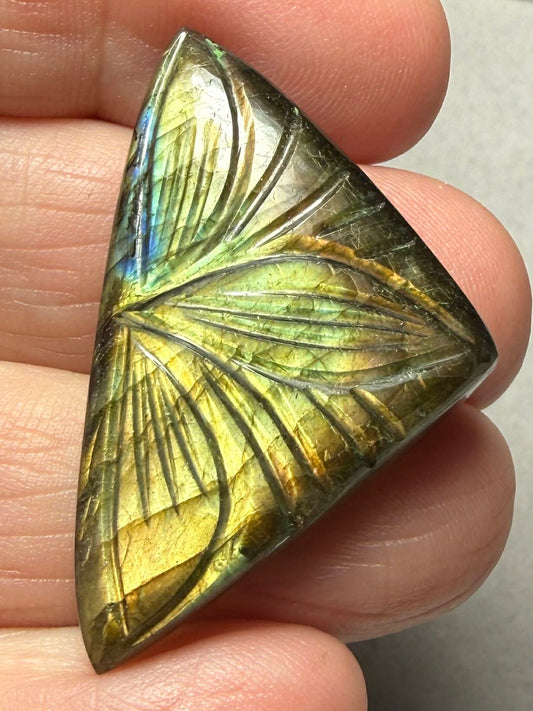 Freeform 38x24mm Carved Labradorite Cabochon 34