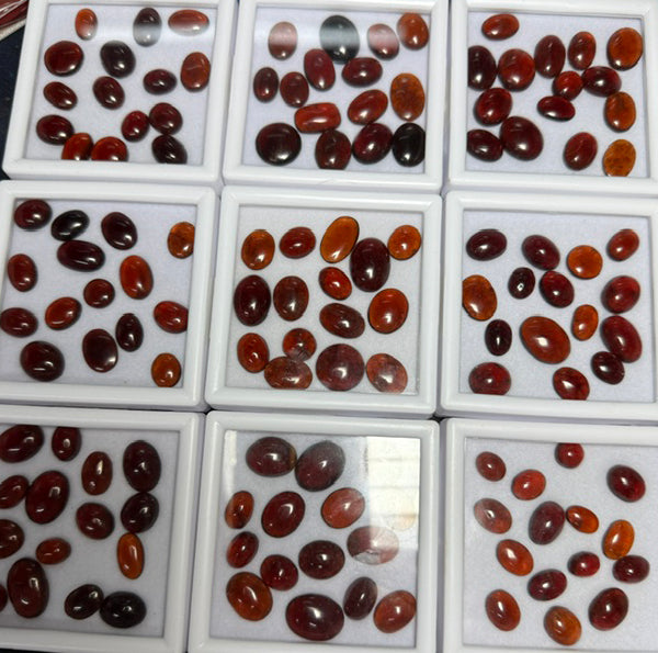 15x Mini Mixed Hessonite Garnet Cabochon Pack