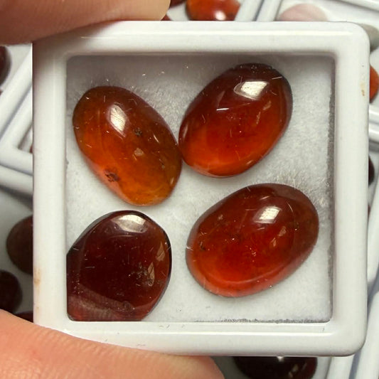 4x Mini Mixed Hessonite Garnet Cabochon Pack
