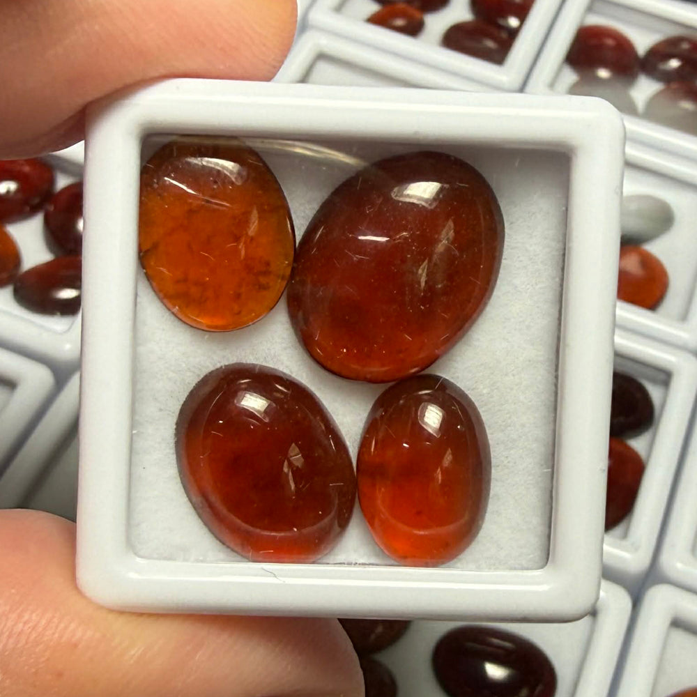 4x Mini Mixed Hessonite Garnet Cabochon Pack