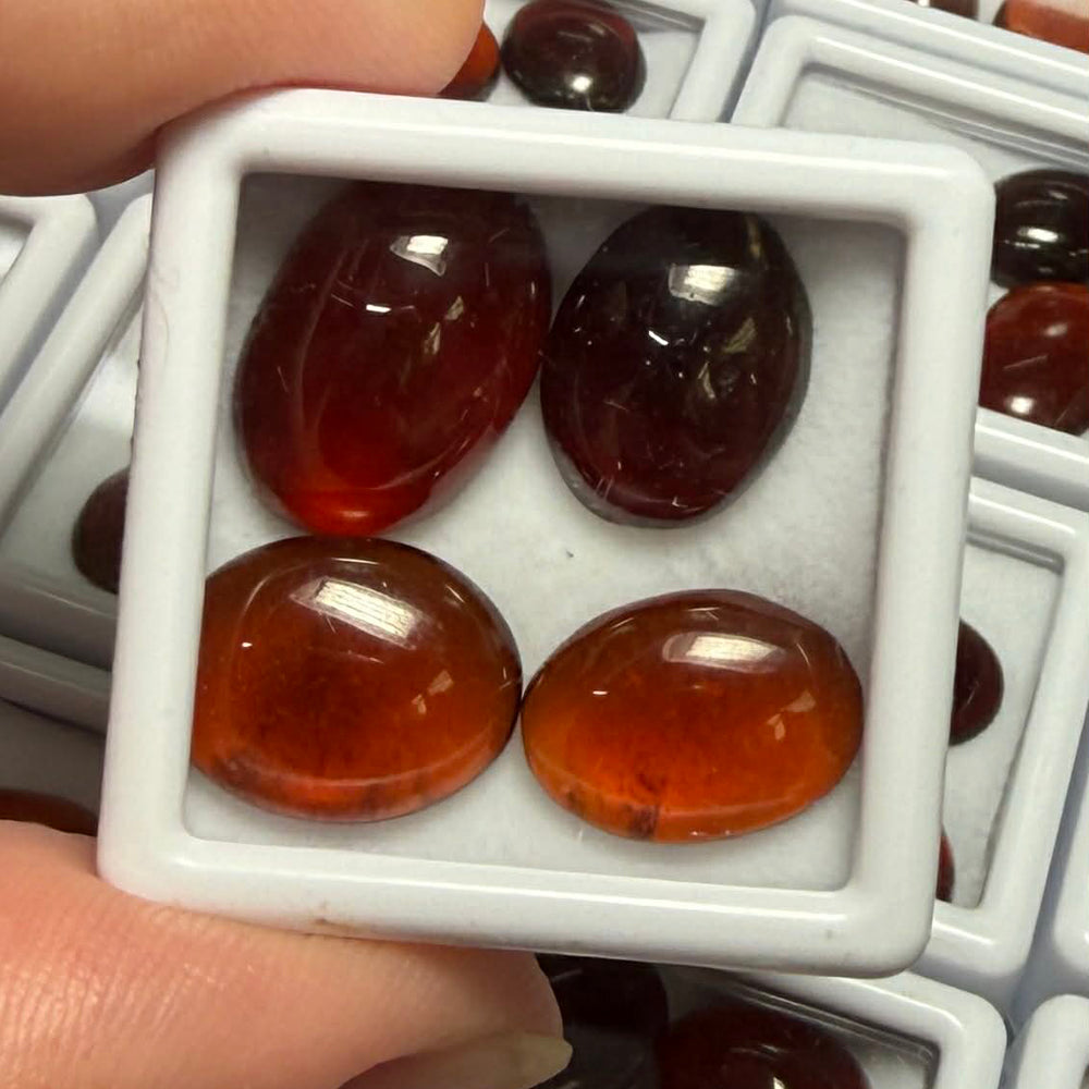 4x Mini Mixed Hessonite Garnet Cabochon Pack